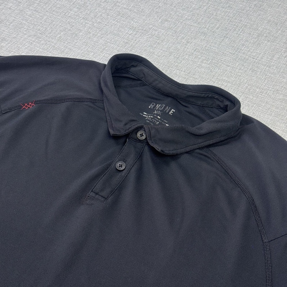 Rhone Delta Pique Polo Shirt Mens XL Black Performance Moisture Wicking‎